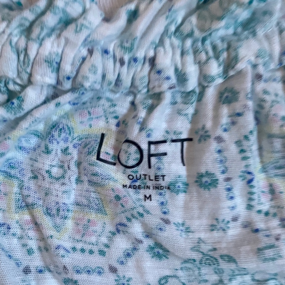 LOFT Light Blue Patterned Blouse - Picture 8 of 9
